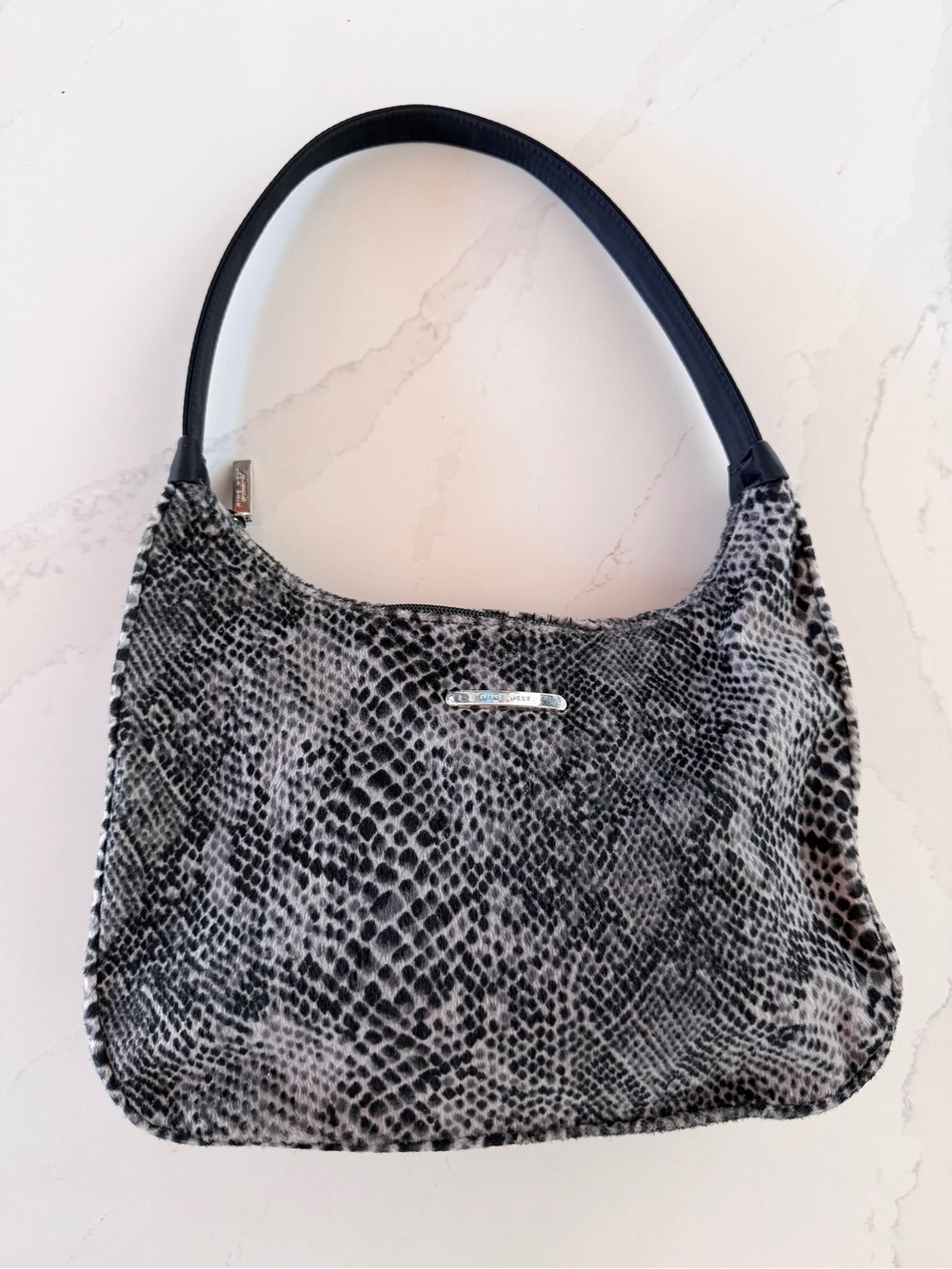Vintage Late 90’s Y2K Nine West Snake Print Pattern Fuzzy Purse